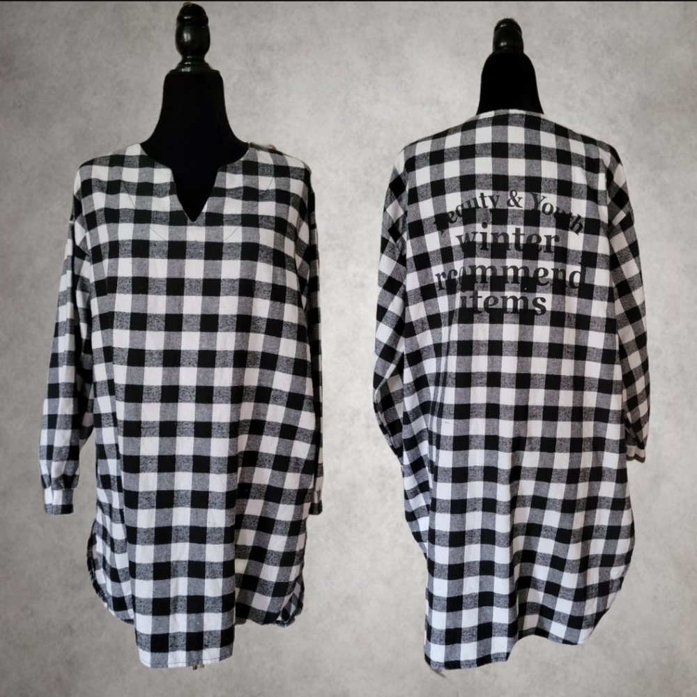 epic/ Black & White Flannel Pajama Shirt